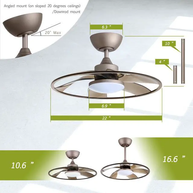 Alt view image 3 of 6 - Light Pro 22 in. Led indoor Coffee Smart Ceiling Fan with Remote Control