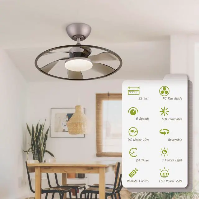 Alt view image 5 of 6 - Light Pro 22 in. Led indoor Coffee Smart Ceiling Fan with Remote Control