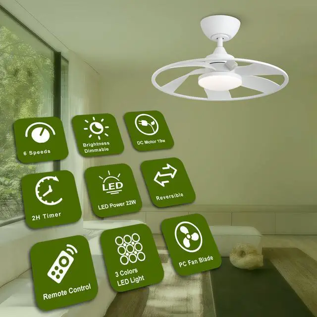 Alt view image 5 of 7 - Light Pro 22 in. Led indoor Matt White Smart Ceiling Fan with Dc Motor