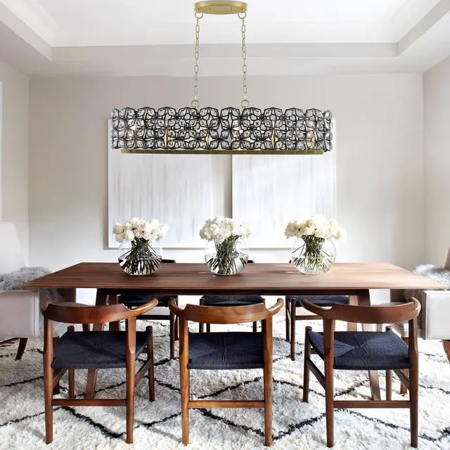 Alt view image 4 of 7 - 39" Contemporary Crystal and Blackgold Pendant Chandelier Geometric Modern Light Fixture for Dining Room, Kitchen, Or Living Room (Bulb Not included)