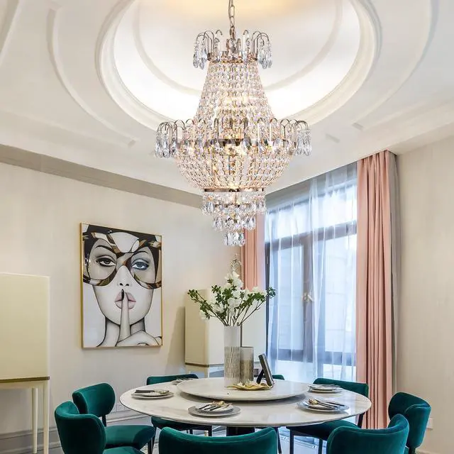 Alt view image 3 of 7 - Gold Crystal Chandeliers,Large Contemporary Luxury Ceiling Lighting for Living Room Dining Room Bedroom Hallway