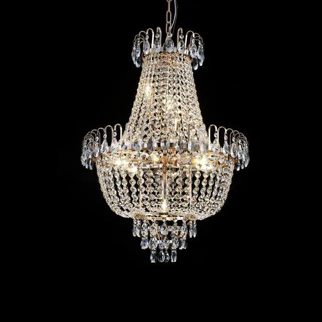 Alt view image 6 of 7 - Gold Crystal Chandeliers,Large Contemporary Luxury Ceiling Lighting for Living Room Dining Room Bedroom Hallway (without Bulb)
