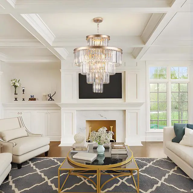Alt view image 2 of 7 - Golden Luxury Crystal Chandelier Modern Chandeliers Lights Fixture Hanging Pendant Light Fixture for Dining Room Bedroom Living Room Dia 23.6 inch-Gold