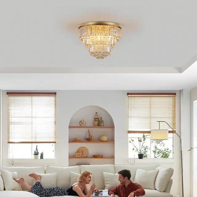 Alt view image 3 of 7 - Gold Luxury Modern Style Crystal Lights,Large Ceiling Chandeliers,Dining Room,Living Room,Bedroom (Bulb Not included)