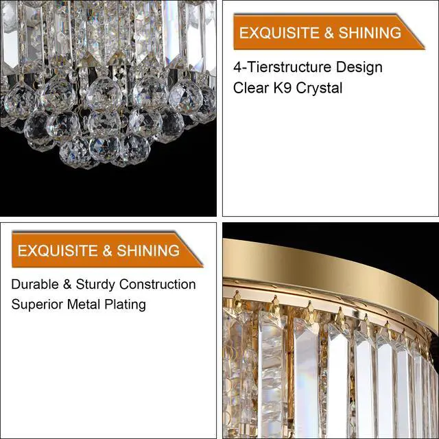 Alt view image 5 of 7 - Gold Luxury Modern Style Crystal Lights,Large Ceiling Chandeliers,Dining Room,Living Room,Bedroom (Bulb Not included)