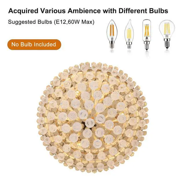 Alt view image 6 of 7 - Gold Luxury Modern Style Crystal Lights,Large Ceiling Chandeliers,Dining Room,Living Room,Bedroom (Bulb Not included)