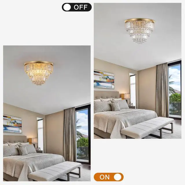 Alt view image 4 of 7 - Gold Luxury Modern Style Crystal Lights,Large Ceiling Chandeliers,Dining Room,Living Room,Bedroom (Bulb Not included)