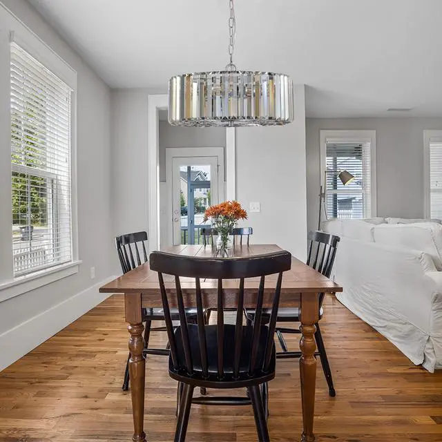 Alt view image 2 of 7 - 17" Chrome Crystal Pendant Chandelier, Modern Hanging Light Fixture with Adjustable Height, 4-Light E26 Base for Living Room, Dining Room, Or Kitchen (No Bulbs)