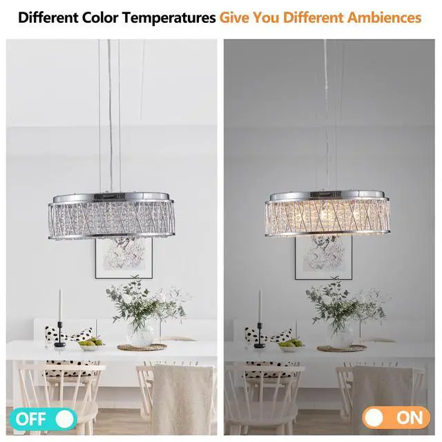Alt view image 7 of 7 - Modern Crystal Chandelier 19 inches Aluminum+Iron Round Ceiling Light Flush Mount Ceiling Light Fixture for Kitchen Island Dinning Bedrooms and Hallway (Bulb Not included)