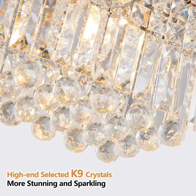 Alt view image 6 of 7 - Modern Crystal Chandelier for Dining Room 8-Light White Rectangle Raindrop Chandelier Contemporary Rectangular Pendant Light Fixture for Kitchen Island Bar L39.4'' x W9.8'' x H8.7'(Bulb Not included)