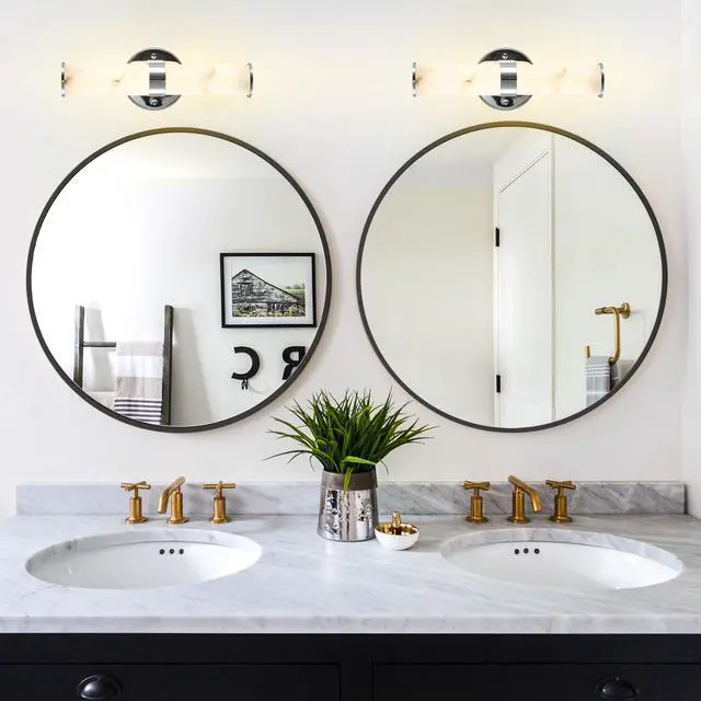 Alt view image 6 of 7 - Resin Imitation Marble and Chrome Wall Sconce, Set Of 2,Modern Vertical Light Fixture for Bathrooms, Hallways, and Bedrooms (only indoor)