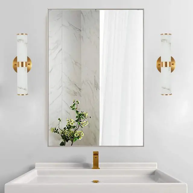 Alt view image 2 of 7 - Golden and Elegant Resin Wall Sconce,Set Of 2,Modern Vertical Light Fixture for Bathrooms, Hallways, and Bedrooms (only inoor)