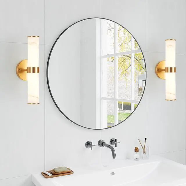 Alt view image 3 of 7 - Golden and Elegant Resin Wall Sconce,Set Of 2,Modern Vertical Light Fixture for Bathrooms, Hallways, and Bedrooms (only inoor)