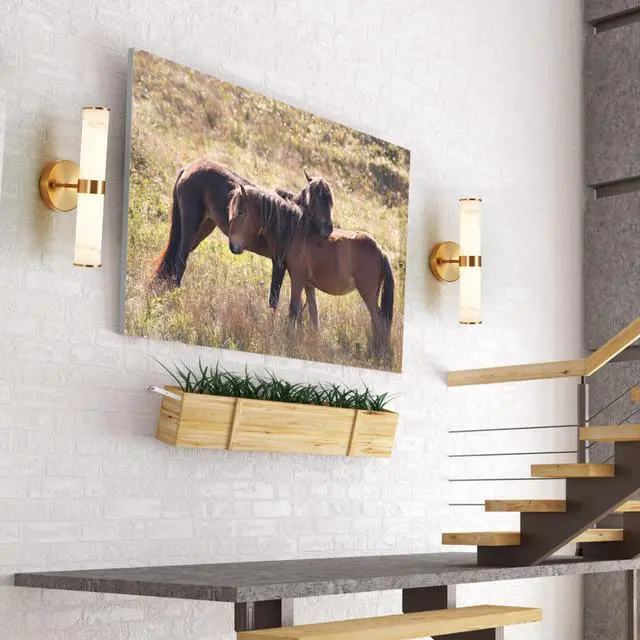 Alt view image 5 of 7 - Golden and Elegant Resin Wall Sconce,Set Of 2,Modern Vertical Light Fixture for Bathrooms, Hallways, and Bedrooms (only inoor)
