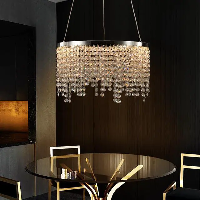 Alt view image 2 of 7 - 16-inch Luxury Crystal Led Chandelier - Adjustable Height and Color Temperature (3000K-6000K) - Modern Chandelier for Living Room, Dining Room and Bedroom