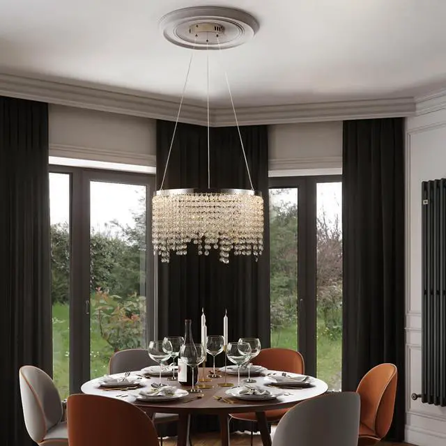 Alt view image 4 of 7 - 16-inch Luxury Crystal Led Chandelier - Adjustable Height and Color Temperature (3000K-6000K) - Modern Chandelier for Living Room, Dining Room and Bedroom