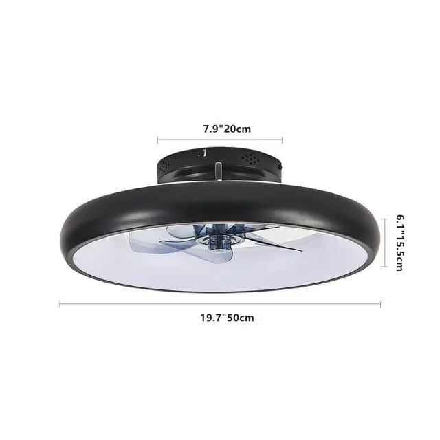 Alt view image 7 of 7 - 20" Black Led Ceiling Fan Light Dimmable & Adjustable Color Temperature, App & Remote Control, Modern Smart Ceiling Fan for Living Room, Bedroom, and Dining Room (Silent/6-Speed/Reversible/Dc Motor)