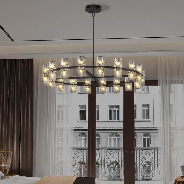 Alt view image 2 of 7 - 36 inches Luxury Chandeliers Crystal Living Room Decorative Lights Simple Modern Dining Room Led Lighting,for Home Decor (Bulbs included)