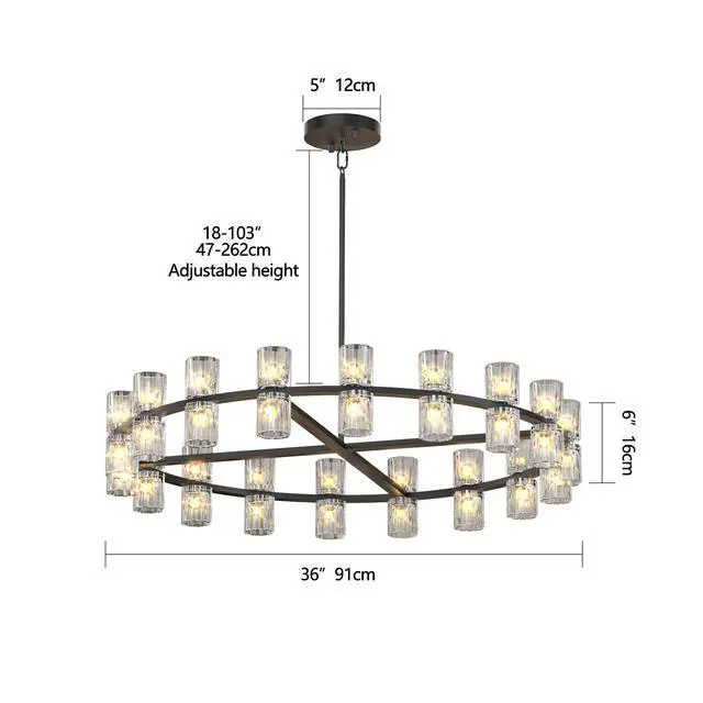 Alt view image 7 of 7 - 36 inches Luxury Chandeliers Crystal Living Room Decorative Lights Simple Modern Dining Room Led Lighting,for Home Decor (Bulbs included)