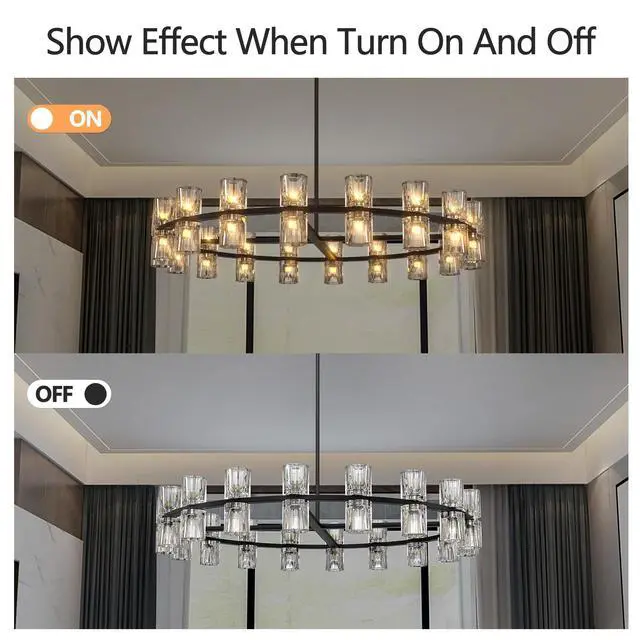 Alt view image 4 of 7 - 36 inches Luxury Chandeliers Crystal Living Room Decorative Lights Simple Modern Dining Room Led Lighting,for Home Decor (Bulbs included)