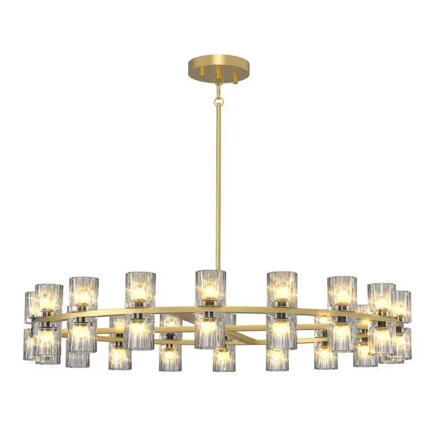 Alt view image 7 of 7 - Modern 36" Gold Round Chandelier Light Fixture, K9 Crystal Chandeliers for Dining Room, Living Room, Dining Room Chandeliers Over Table, Chandelier for Bedroom, Foyer, includes 36xg4 Bulbs
