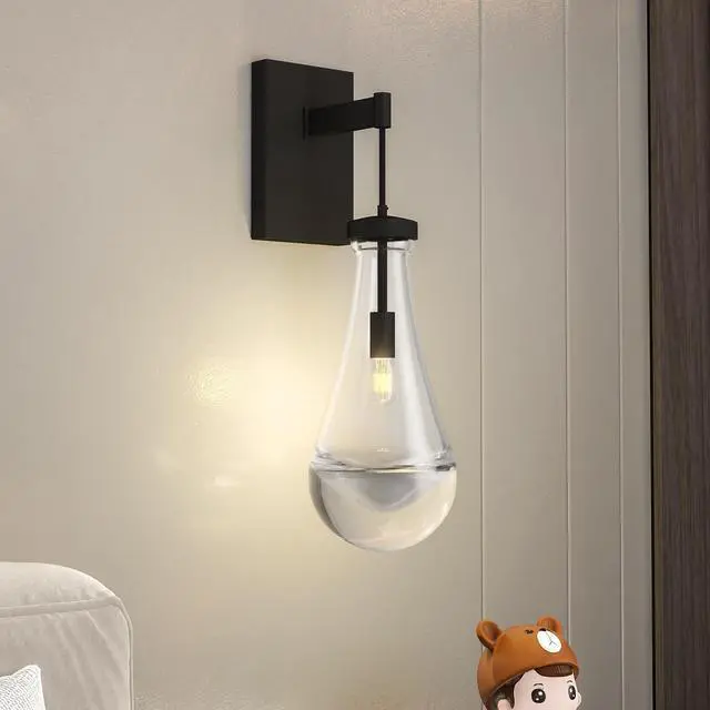 Main image of Wall Sconces, Black Wall Sconces Modern Bathroom Lights, Sconces Wall Lighting with Clear Glass, Wall Mounted Light Wall Lamp for Living Room Hallway Reception Desk