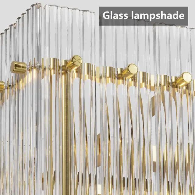 Alt view image 7 of 7 - Modern Rectangular Crystal Glass Chandelier, 10-Lights Glod Chandelier Lighting Contemporary Pendant Ceiling Light Fixture for Dining Room Living Room Kitchen Island