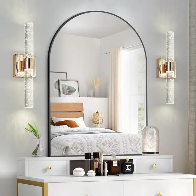 Main image of 17"(H) Contemporary Crystal Wall Light, Gold Plating Finish with Bubble Crystal, 2-Light Sconce for Bathroom, Bedroom, Hallway Modern indoor Lighting Fixture