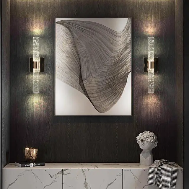 Alt view image 7 of 7 - 17"(H) Contemporary Crystal Wall Light, Gold Plating Finish with Bubble Crystal, 2-Light Sconce for Bathroom, Bedroom, Hallway Modern indoor Lighting Fixture