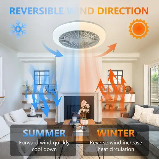 Alt view image 7 of 7 - 18 inch Ceiling Fan with Rgb Light Remote, Smart Led Ceiling Fans with Remote/App Control, Modern Low Profile Dimmable Light Ceiling Fan for Bedroom Living Room White