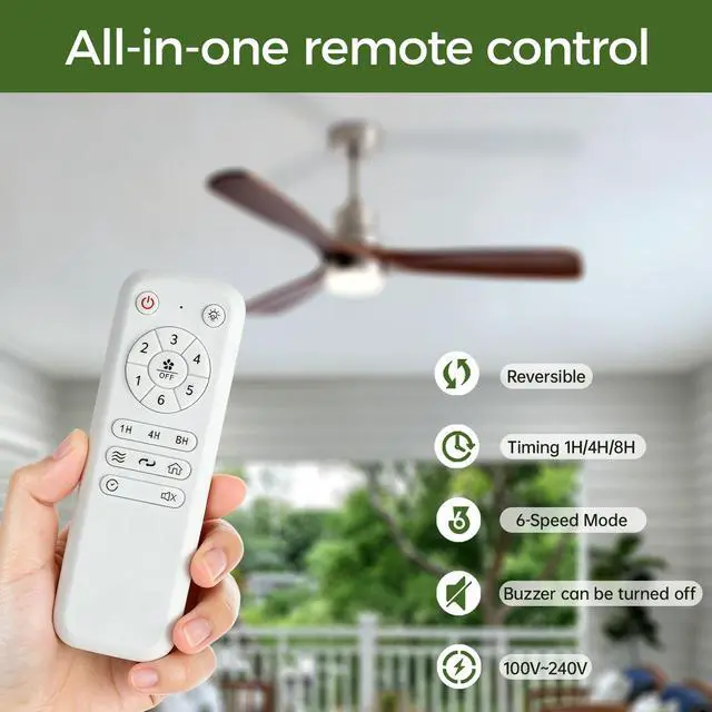 Alt view image 2 of 7 - 52 inch Brushed Nickel Ceiling Fans with Lights and Remote Control, Modern Ceiling Fan Light, 3 Blades, 6 Speed Dc Motor, indoor Outdoor Ceiling Fan for Farmhouse,Bedroom