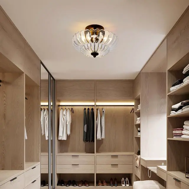 Alt view image 3 of 7 - Semi Flush Mount Ceiling Light, Smoky Gray Glass Ceiling Light Fixture, 3-Bulb Modern Black Close to Ceiling Light, Vintage Glass Ceiling Lights for Bedroom Kitchen Living Room, Bulb Not included