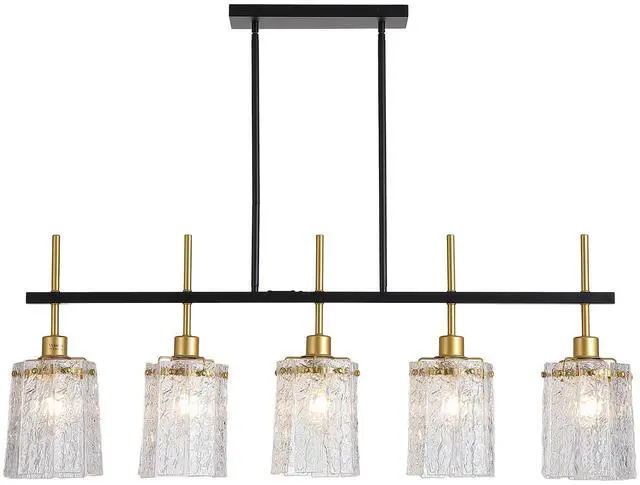 Main image of Farmhouse Chandelier 5-Light Dining Room Light Fixture Over Table Kitchen Island Lighting Rustic Chandeliers for Dining Light with Glass Pendant Lights Kitchen Island
