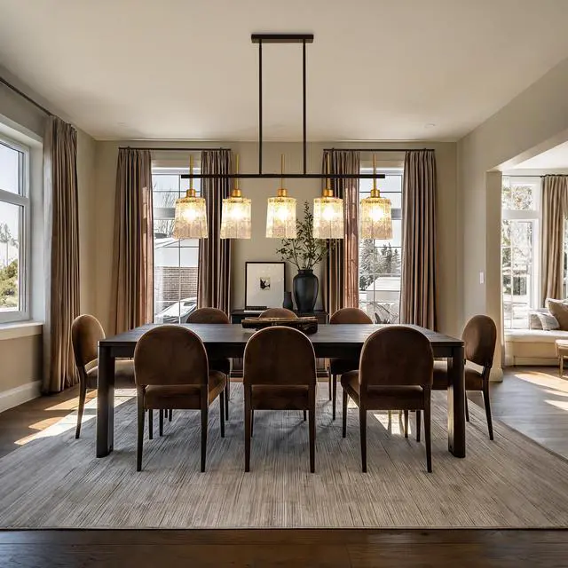 Alt view image 6 of 7 - Farmhouse Chandelier 5-Light Dining Room Light Fixture Over Table Kitchen Island Lighting Rustic Chandeliers for Dining Light with Glass Pendant Lights Kitchen Island