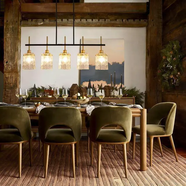 Alt view image 7 of 7 - Farmhouse Chandelier 5-Light Dining Room Light Fixture Over Table Kitchen Island Lighting Rustic Chandeliers for Dining Light with Glass Pendant Lights Kitchen Island