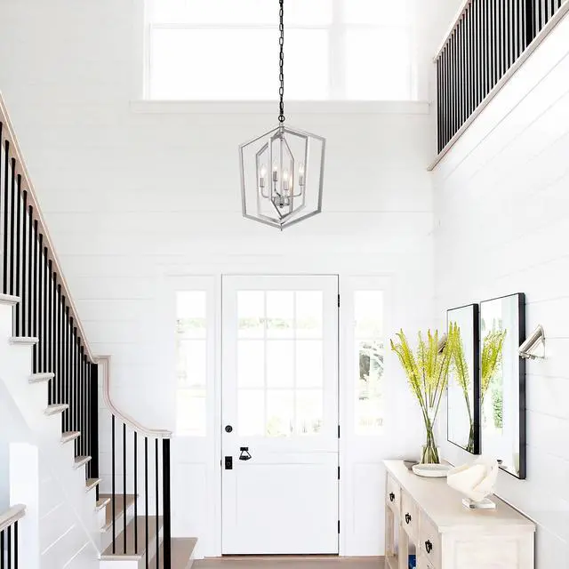 Alt view image 4 of 7 - 4-Light Farmhouse Chandeliers, Matte Black and Sliver + Matte Black Vintage Cage Light Fixture ,Adjustable Height Chandeliers for Dining Room, Bedroom, Living Room, Confere (E12 Bulbs Not included)