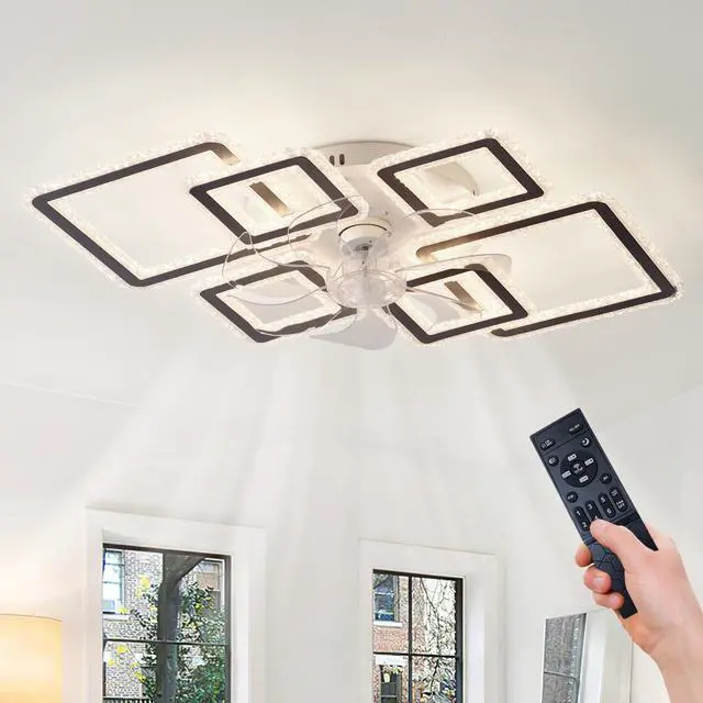 Alt view image 2 of 7 - 33-inchblack Ceiling Fan with Lights Remote Control and App Control, Dimmable with Remote 7 Blades 6 Speeds Of Wind
