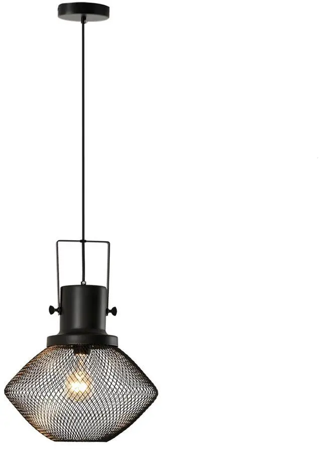 Main image of Homcom industrial Pendant Light Fixtures, Black Metal Frame Hanging Ceiling Light for Living Room, Bedroom, Kitchen, Dining Room with Adjustable Hanging Chain, Black