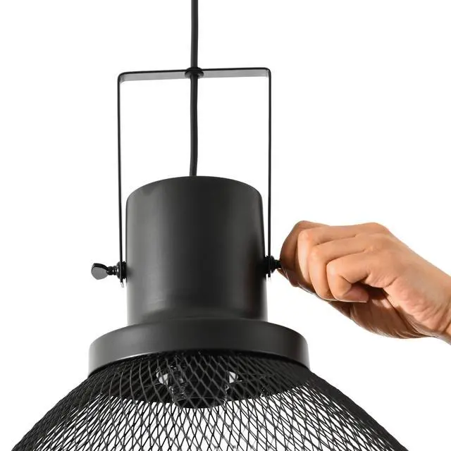Alt view image 2 of 7 - Homcom industrial Pendant Light Fixtures, Black Metal Frame Hanging Ceiling Light for Living Room, Bedroom, Kitchen, Dining Room with Adjustable Hanging Chain, Black