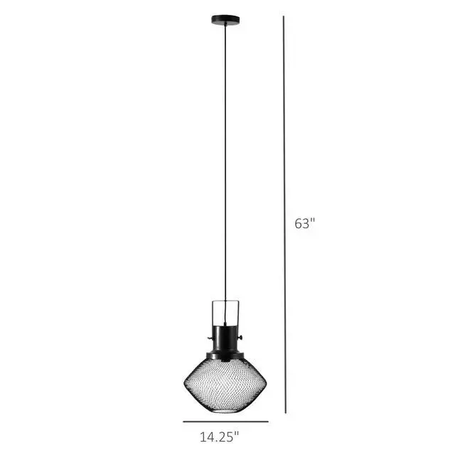 Alt view image 7 of 7 - Homcom industrial Pendant Light Fixtures, Black Metal Frame Hanging Ceiling Light for Living Room, Bedroom, Kitchen, Dining Room with Adjustable Hanging Chain, Black