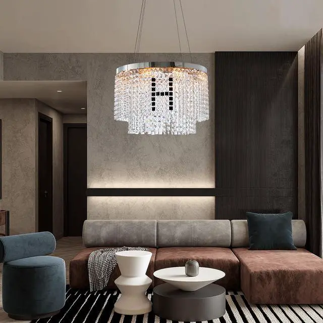 Alt view image 2 of 7 - Modern Crystal Chandelier for Living-Room Round Cristal Lamp Luxury Home Decor Light Fixture