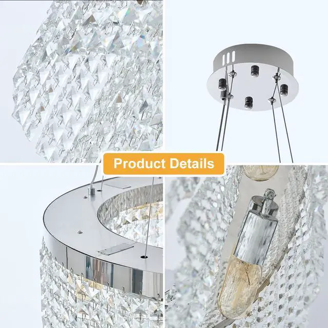 Alt view image 6 of 7 - Modern Crystal Chandelier for Living-Room Round Cristal Lamp Luxury Home Decor Light Fixture