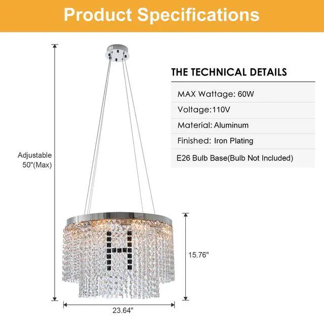 Alt view image 7 of 7 - Modern Crystal Chandelier for Living-Room Round Cristal Lamp Luxury Home Decor Light Fixture