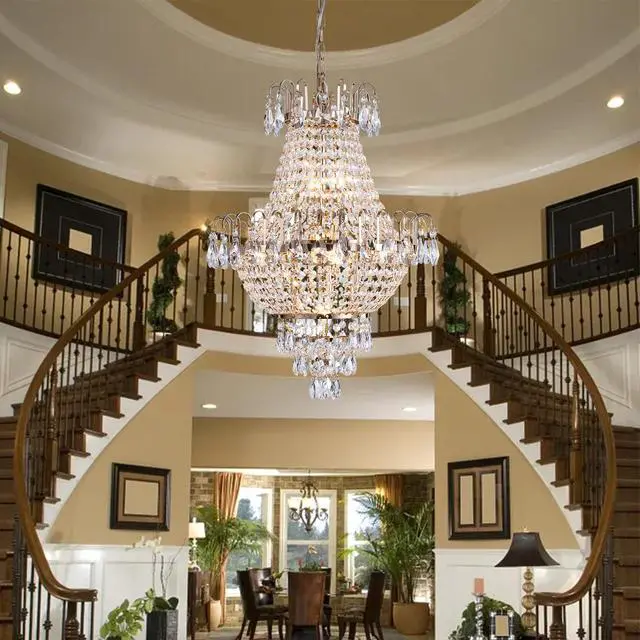 Alt view image 6 of 7 - Gold Crystal Chandeliers,Large Contemporary Luxury Ceiling Lighting for Living Room Dining Room Bedroom Hallway