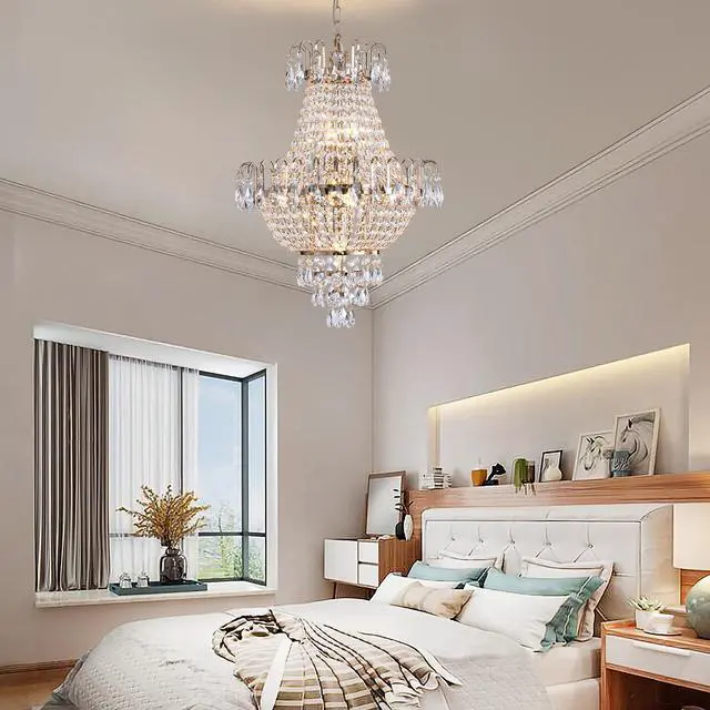 Alt view image 5 of 7 - Gold Crystal Chandeliers,Large Contemporary Luxury Ceiling Lighting for Living Room Dining Room Bedroom Hallway