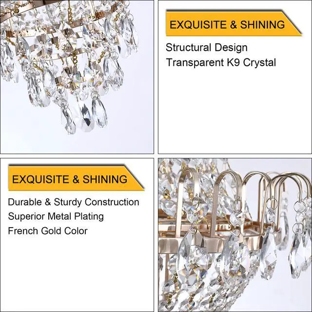 Alt view image 7 of 7 - Gold Crystal Chandeliers,Large Contemporary Luxury Ceiling Lighting for Living Room Dining Room Bedroom Hallway