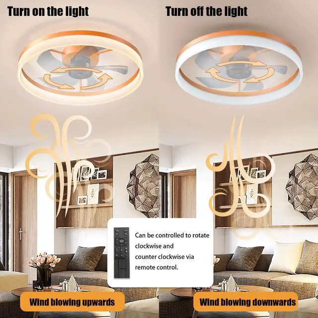 Alt view image 6 of 7 - Ceiling Fans with Lights Dimmable Led Embedded installation Of Thin Modern Ceiling Fans(Orange)