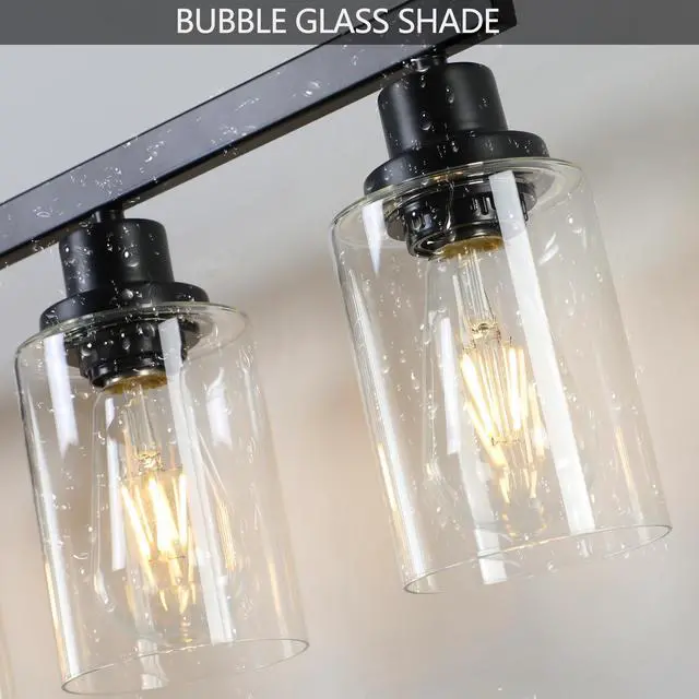 Alt view image 7 of 7 - 51" Black 8-Light Vanity Light with Clear Glass Shades, Modern Iron Metal Bathroom Wall Fixture for Mirror, Ideal for Bathroom and Dressing Table (No Bulbs)