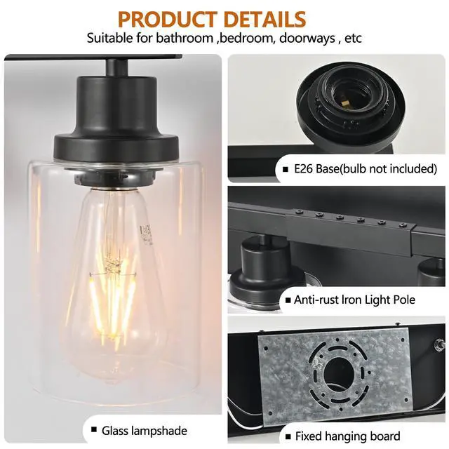 Alt view image 5 of 7 - 10 Light Bathroom Vanity Lights Over Mirror, 65.4inch Black Vanity Lights Fixtures Matte Black Modern Vanity Lights Black Bathroom Wall Lighting for Mirror Bedroom,Living Room