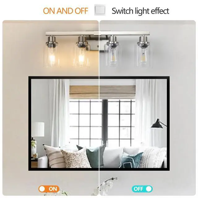 Alt view image 7 of 7 - 24" Modern 4-Light Bathroom Vanity Light Fixture - Brushed Nickel Finish with Clear Glass Shades, Perfect for Bathroom, Vanity, and Dressing Area Lighting (No Bulbs)